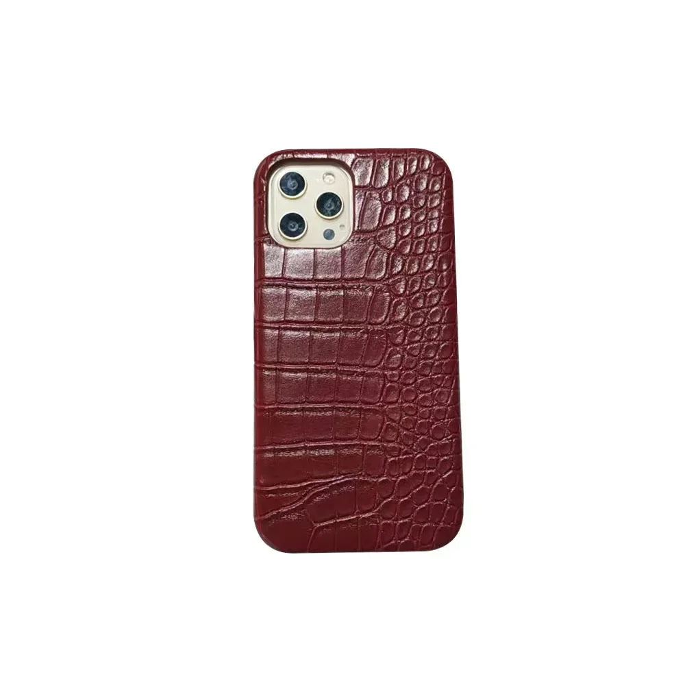 Red crocodile texture phone case on a white background